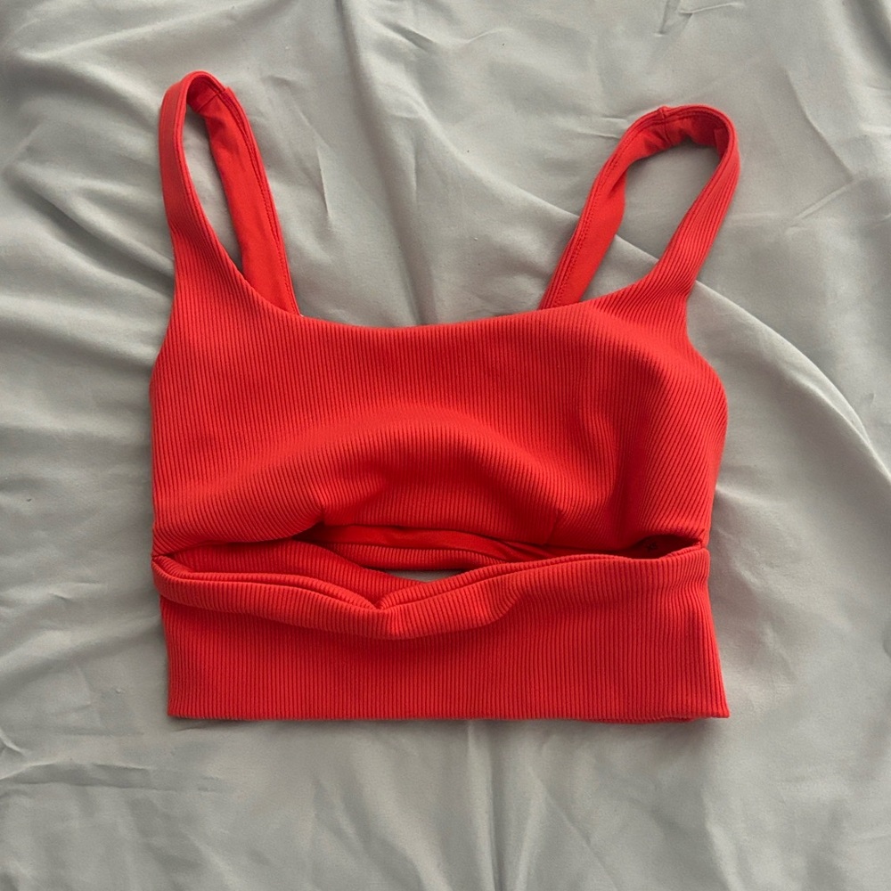 ALO Yoga Vibrant Red Ribbed Sports Bra